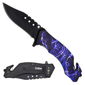 Military TACTICAL Assisted Open Pocket Folding Skeleton Rescue Knife Blade