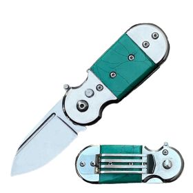 4.75" Mini Auto Green Marble Switch Blade Pocket Money Clip Knife