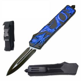 9.5" Blue Dragon OTF Dagger Blade Automatic Knife