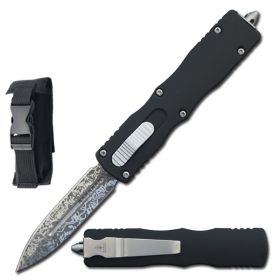 7.5" Damascus Etched Death Stalker OTF Knife