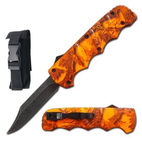 8.75" Automatic Titan Orange Camo OTF Drop Point Blade Knife