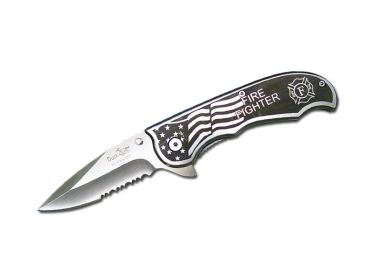 Fire Fighter Design Printed Metal Handle Assisted Open Knife