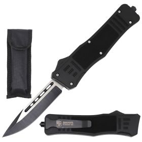 9" Black STEEL Ghost Tactical OTF Pocket Knife Drop Point Blade