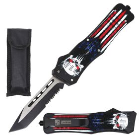 9" Punisher Ghost Tactical OTF Pocket Knife Tanto Blade