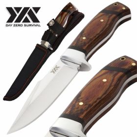 8.5" Day Zero Survival Hunting Knife Wood Handle Tacitcal Fixed Blade