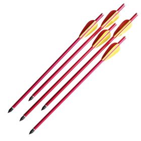 5 Pcs Rifle Crossbow Bolts 14 Inch Red Aluminum Hunting Arrows