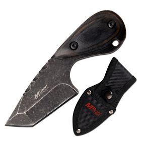 Hunting Knife 2.5" Stone Gray Tanto Blade Full Tang Black Wood Handle