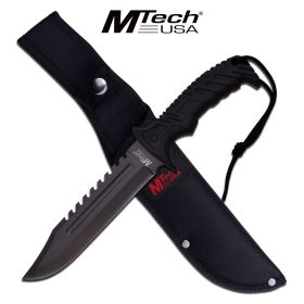 MTech Black Sawback Bowie Fixed Blade Knife 12 1/2" Overall