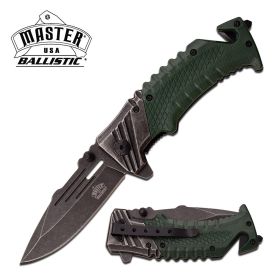 Spring Assist Folding Pocket Knife Stone Gray Blade Green Tactical Rescue EDC