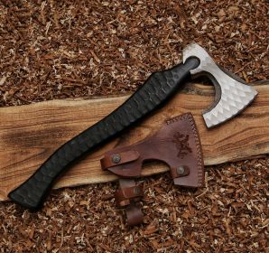 Custom Hand Forged Carbon Steel Axe with Ash Wood Shaft