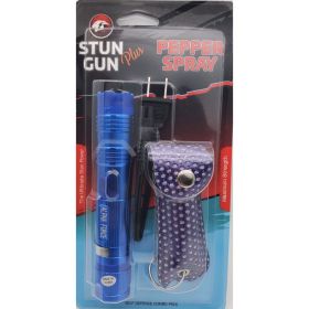 Blue Flash Light Stun Gun and Pepper Spray Combo for Self Defense
