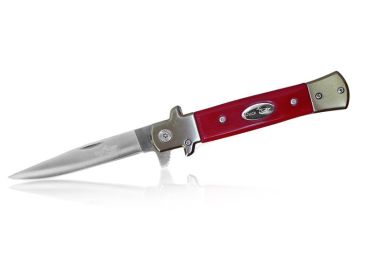 Red German Style Stiletto Spring Assisted Knife