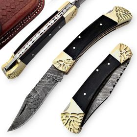 River Bend Handcrafted Damascus Lockback Folding Knife