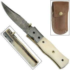 Damascus Steel American West Liner Lock Folding Hand Forged Pocket Knife