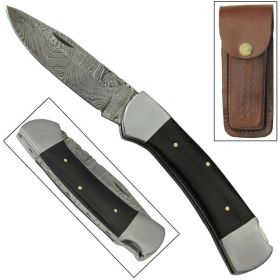 Black Jack Bandit Lock Back Forged Damascus Steel Knife
