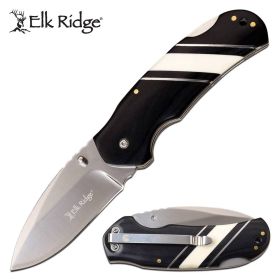 Folding Knife Classic 3.25" Mirror Blade Black Wood Bone Handle