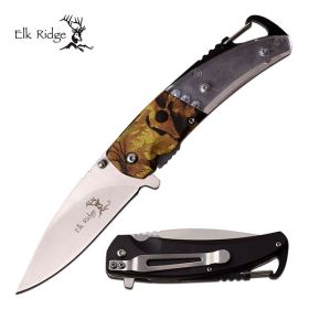 Elk Ridge Bulb LED Light Spring Assisted Knife Leap Camo Clear