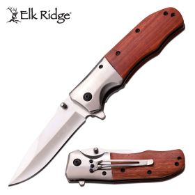 Elk Ridge Ballistic 4.5 Inch Spring Assisted Knife Red Maple Wood
