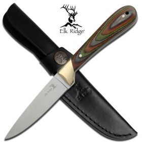 Green & Brown Pakkawood Handle Fixed Blade Hunting Knife 8" Overall