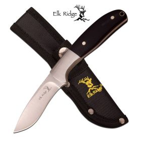 Fixed Blade Hunting Skinner Knife Elk Ridge Black Wood with Sheath