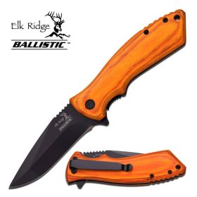 4.5" Closed Spring Assisted Knife With Brown Wood Handle