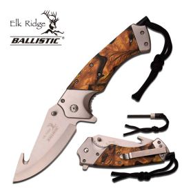 Camo Aluminum Handle Spring Assisted Guthhook Knife