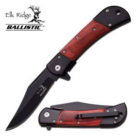 4.75 Inches Elk Ridge Spring Assisted Knife  With Brown Pakkawood Handle