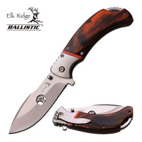 4.25 Inch Closed Spring Assisted Folding Knife Brown PakkaWood