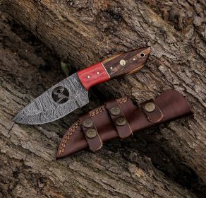 8.5 Inch Damascus Steel Custom Handmade Hunting Skinning Knife