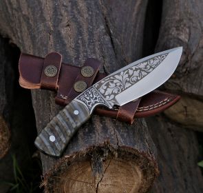 8" Hand Forged Steel Custom Handmade Horn Handle Hunting Skinning Knife