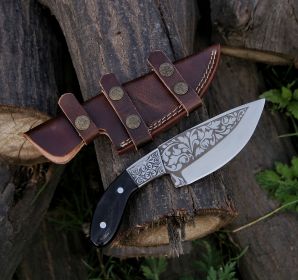 9" Hand Forged Steel Custom Handmade Buffalo Horn Handle Hunting Skinning Knife