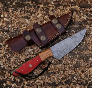 9.75" Damascus Steel Custom Handmade Hunting Skinning Knife