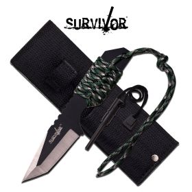 Survivor 7 Inch Fixed Blade Survial Camping Knife with Fire Starter - Digital Camo