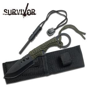 6.75" Survival Tactical Knife with Fire Starter Full Tang