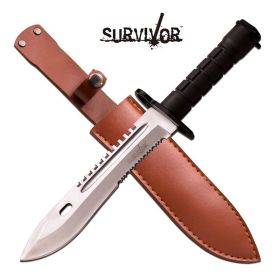 Fixed Blade Tactical Knife Silver Serrated Blade Military Bayonet Survival