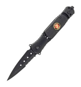 MARINES Tactical Survival Combat KNIFE Spring Assist With Built In LED FLASHLIGHT