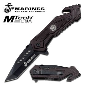 Marines Tactical Assisted Opening Knife - Black Handle