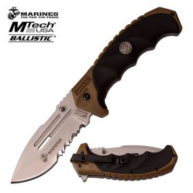 MTech USA 5 Inch Marines Spring Assisted Knife Black Tan