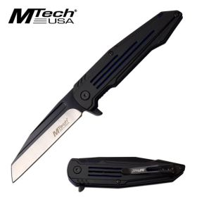 Mtech USA Folding Pocket Knife Black Blue With Ball Bearing Pivot