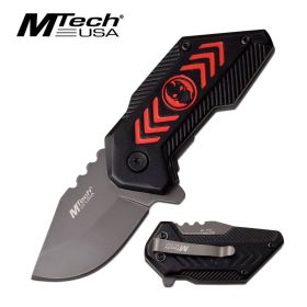 Mtech Compact 1.75" Blade Black Red Skull Spring-Assist Folding Knife