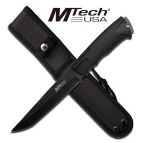 10.75 Inch Overall All Black Fixed Blade Hunting Knife With Sheath