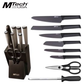 MTech 9 Piece Kitchen Cutlery Knife Set And Block Stainless Steel Chef Knives