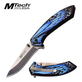 Blue Monarch Butterfly Wing Tactical EDC Spring Assisted Knife