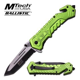 Green Serrated Tactical Rescue Tanto Spring-Assisted Folding Knife