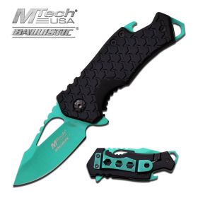 3 Inches Assisted Opening Knife Green Blade and Black Handle