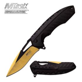 Mtech Gold & Black Finish Blade Spring Assist Assisted Knife
