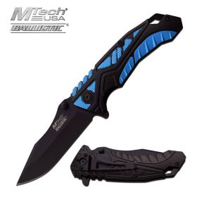 4.7 Inch Mtech Black Blue Spring Action Spring Assisted Knife