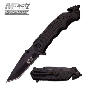 4.5 Inch Closed Black Tactical Rescue Spring Assist Knife