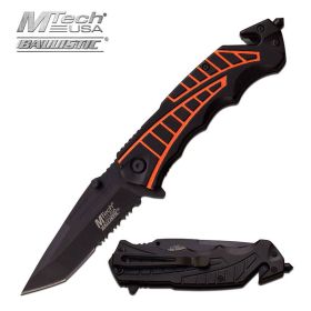 4.5 Inch Closed Black Orange Tactical Rescue Spring Assist Knife
