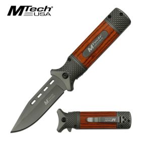 MTech 3.75" Steel Grey Tinite Coated Spear Point Blade Assisted Knife